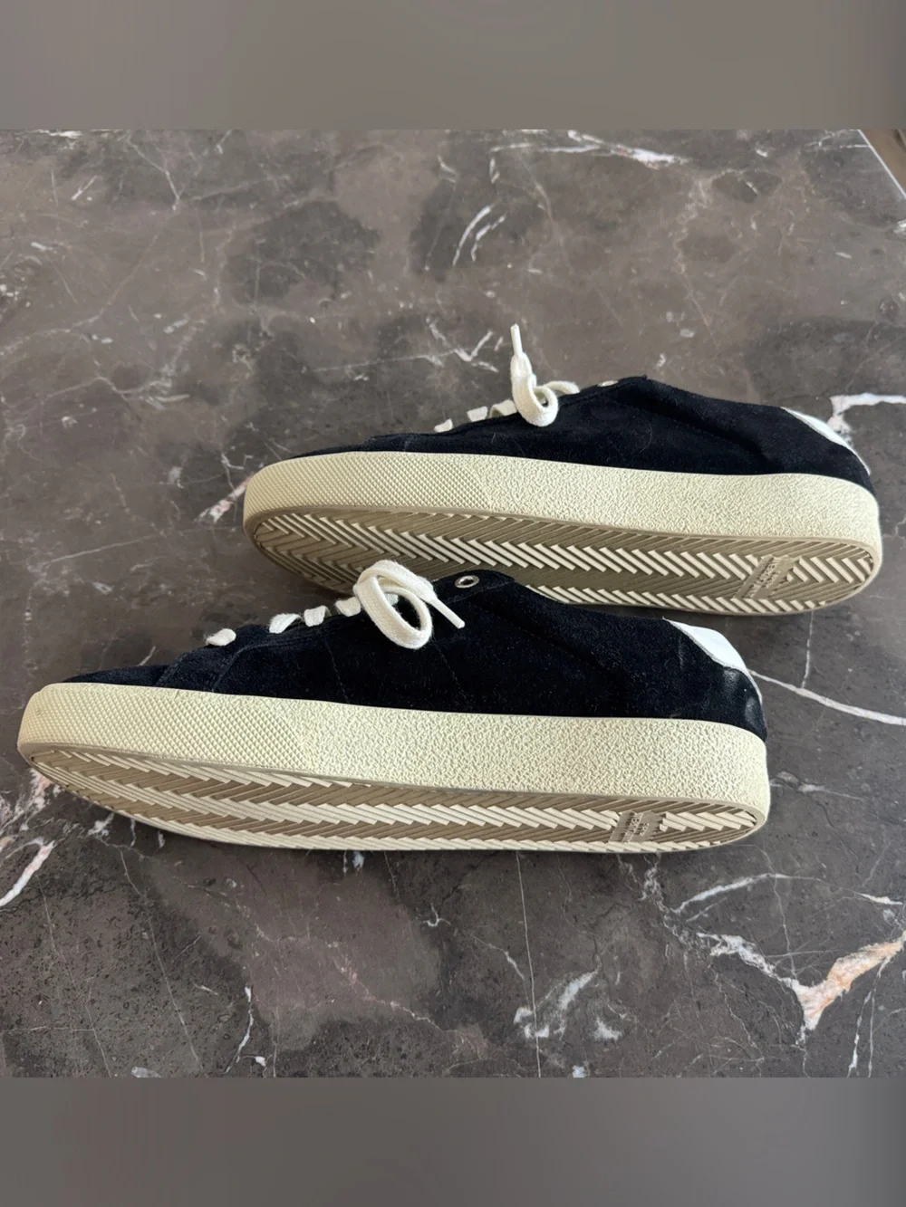 Saint Laurent Black and White Court Sneakers - Distressed suede - Picture 7 of 8